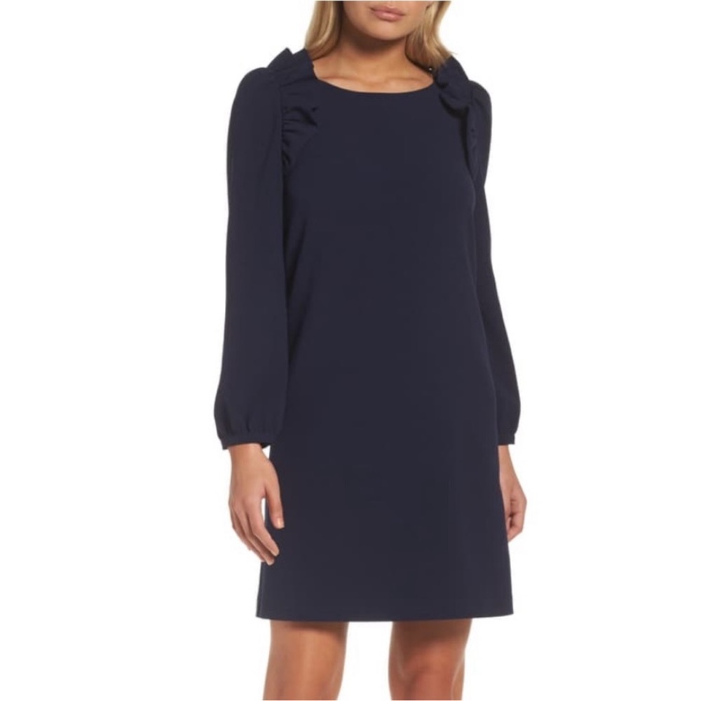 CHELSEA 28 Navy Ruffle Shift Dress Women’s 14 NWT NEW